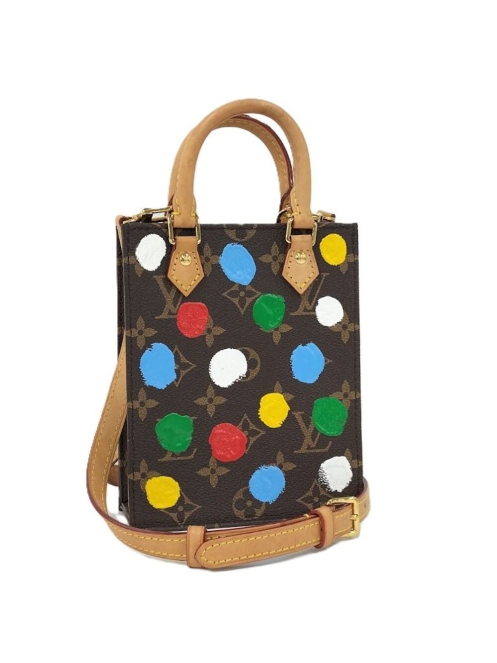 Louis Vuitton Monogram Petite Sac Plat 2-Way Mini Handbag Yayoi Kusama